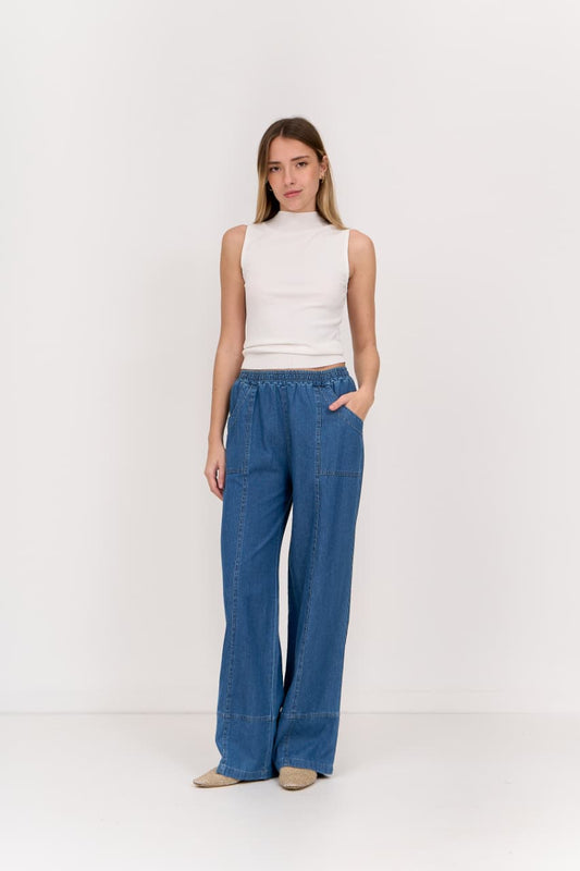 Pantalon recto recorte claro